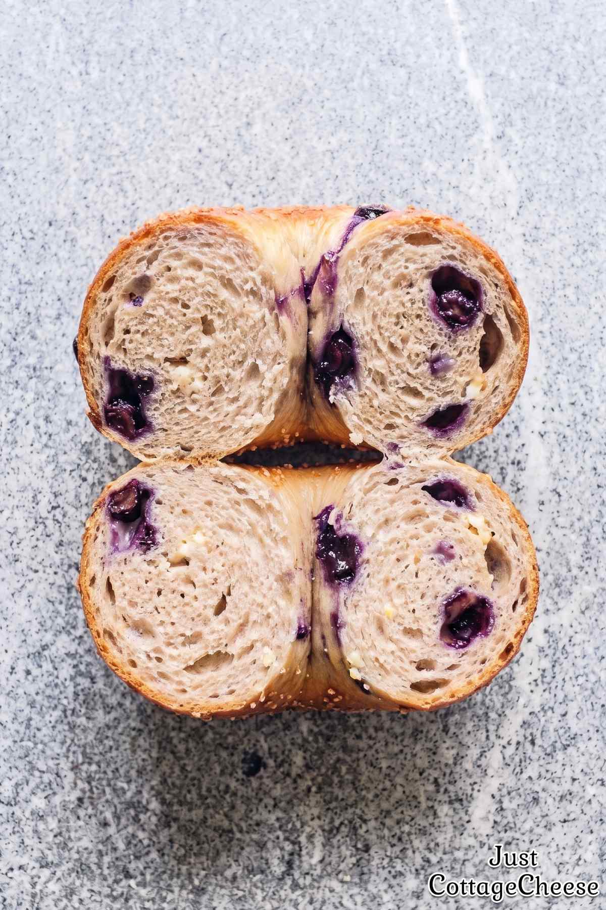 Soft cottage cheese bagels with blueberries