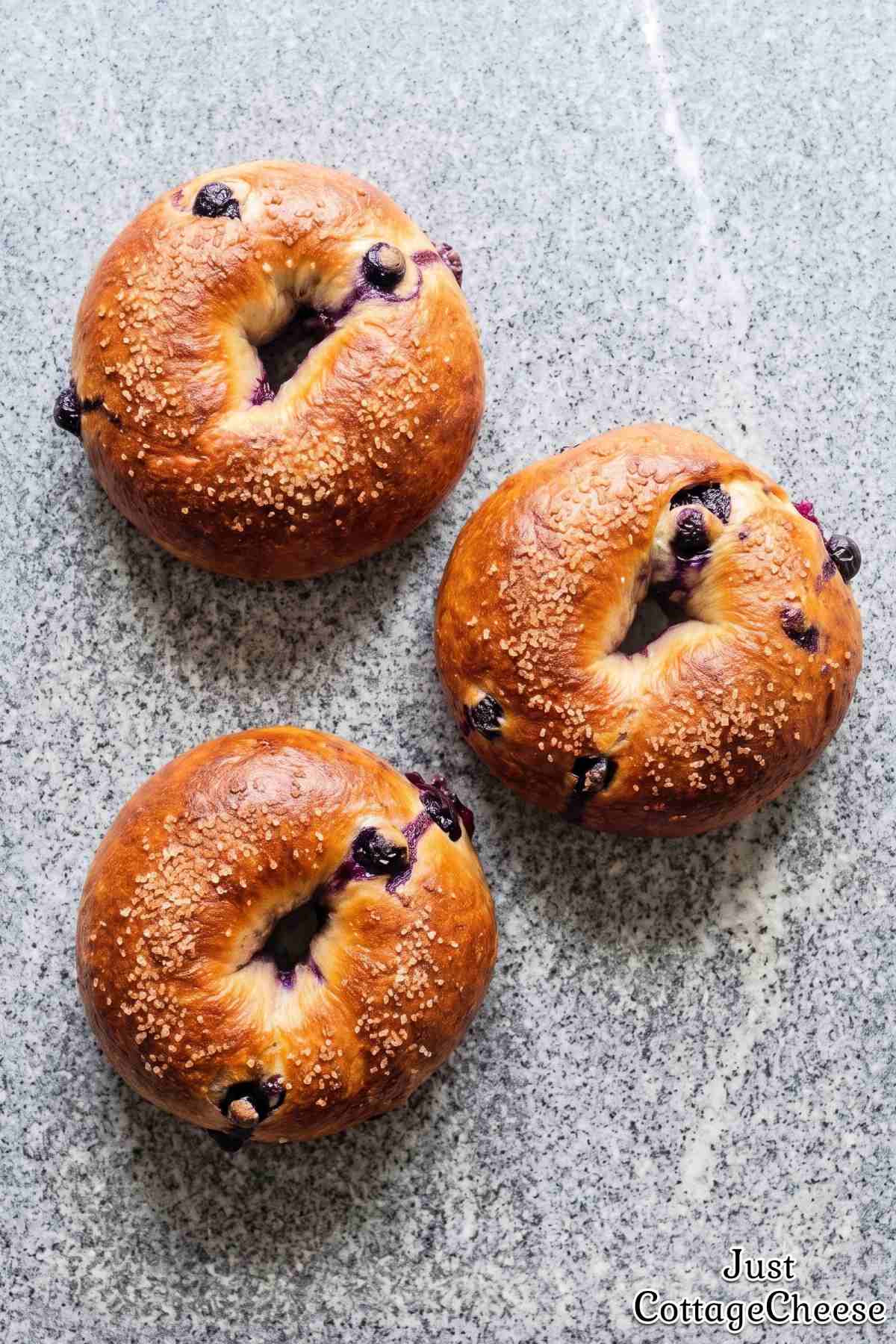 Easy cottage cheese blueberry bagels