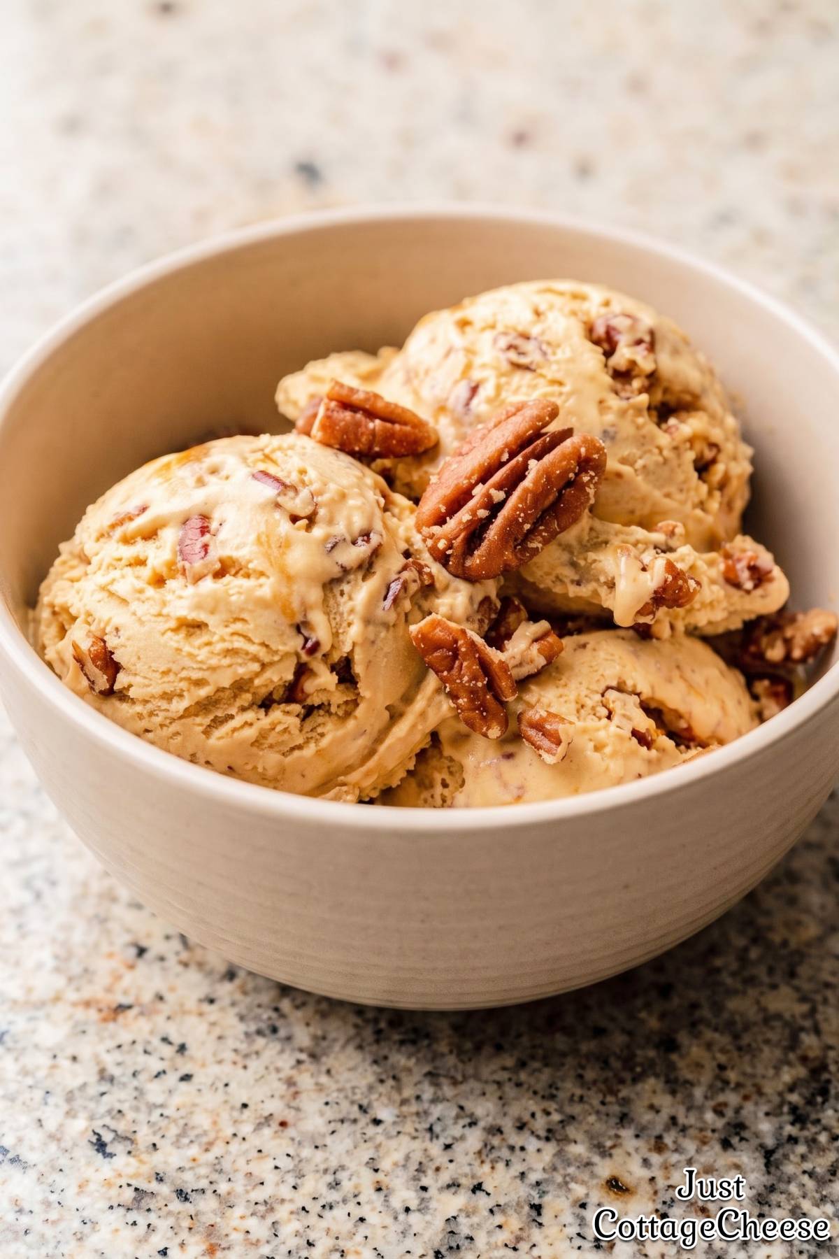 Churned cottage cheese butter pecan ice cream