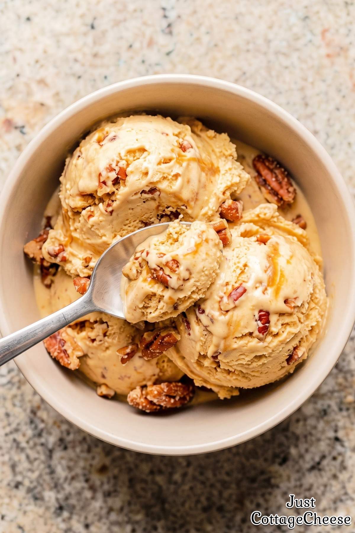Smooth cottage cheese butter pecan ice cream