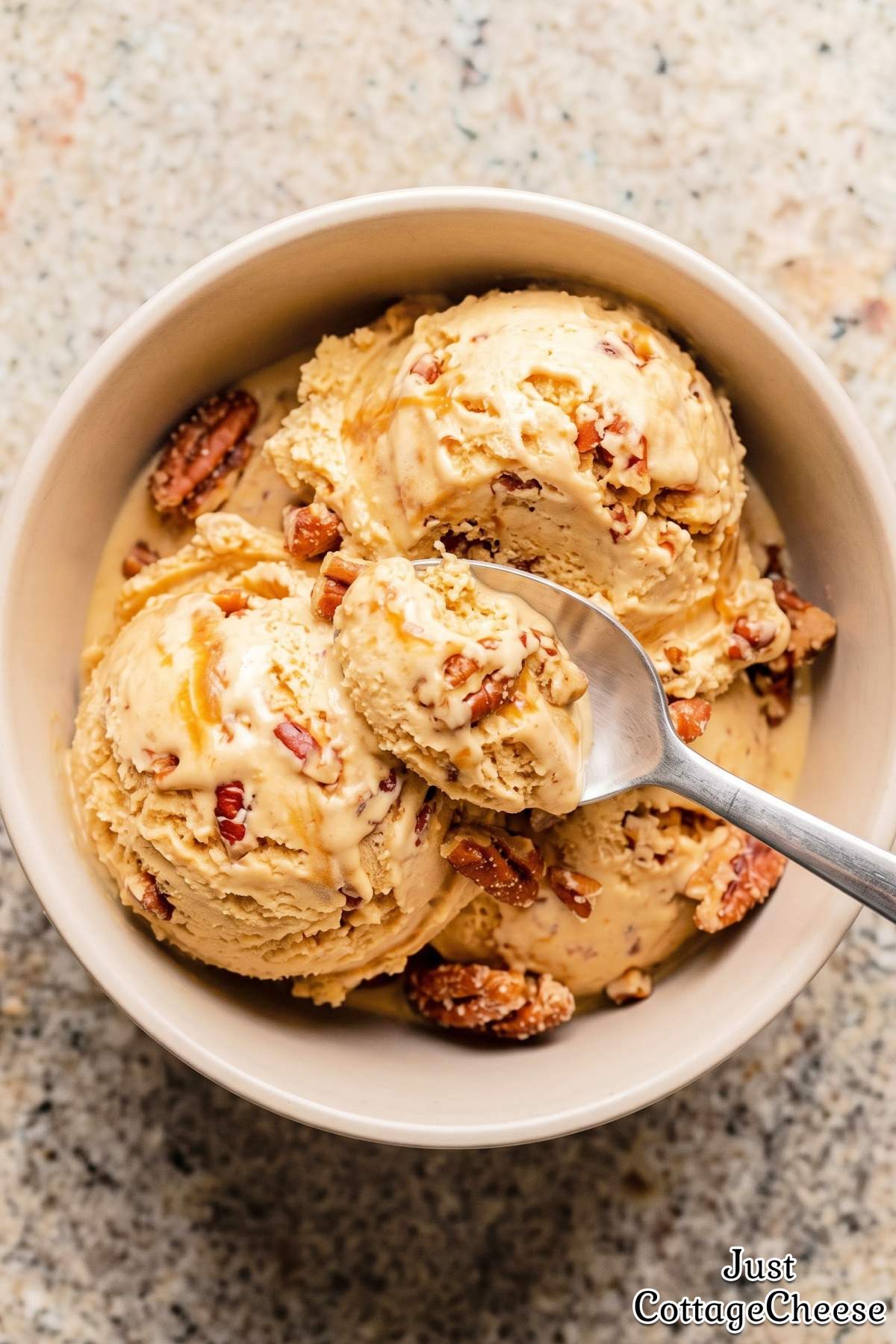 Cottage cheese brown butter pecan ice cream