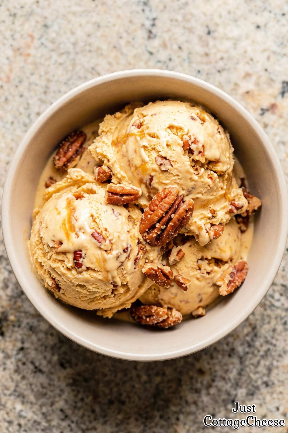 Creamy cottage cheese butter pecan ice cream