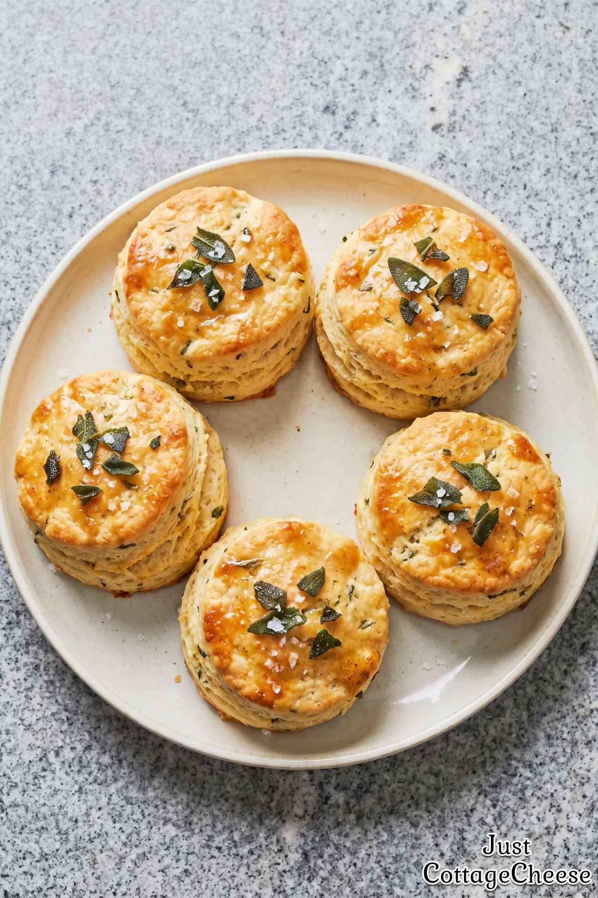 Warm cottage cheese sage biscuits