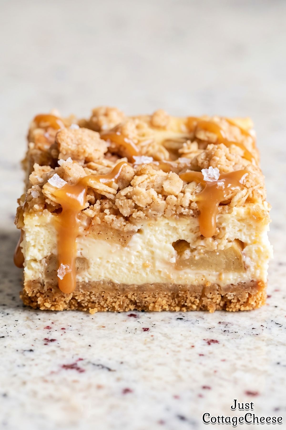 Homemade caramel apple cheesecake bars
