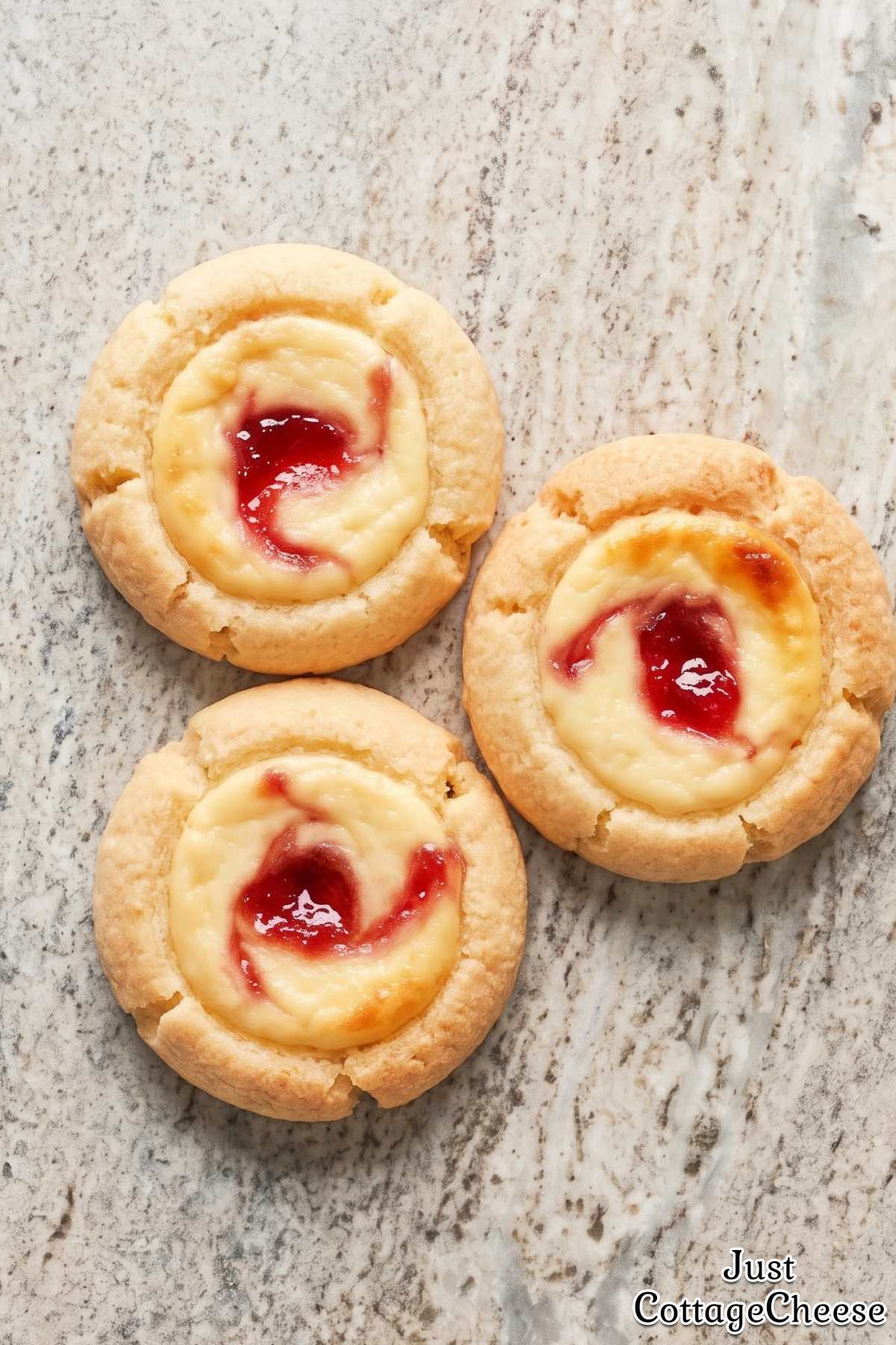 Golden cottage cheese thumbprint cookies
