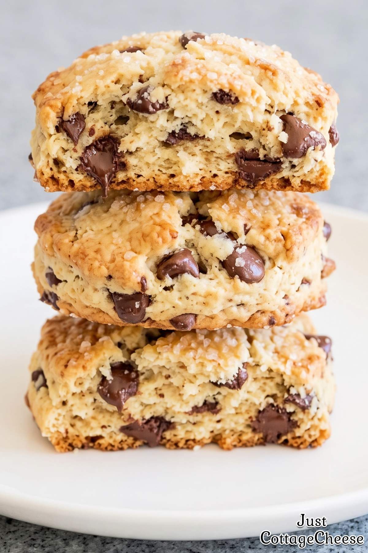 Rustic chocolate chip cottage cheese biscuits