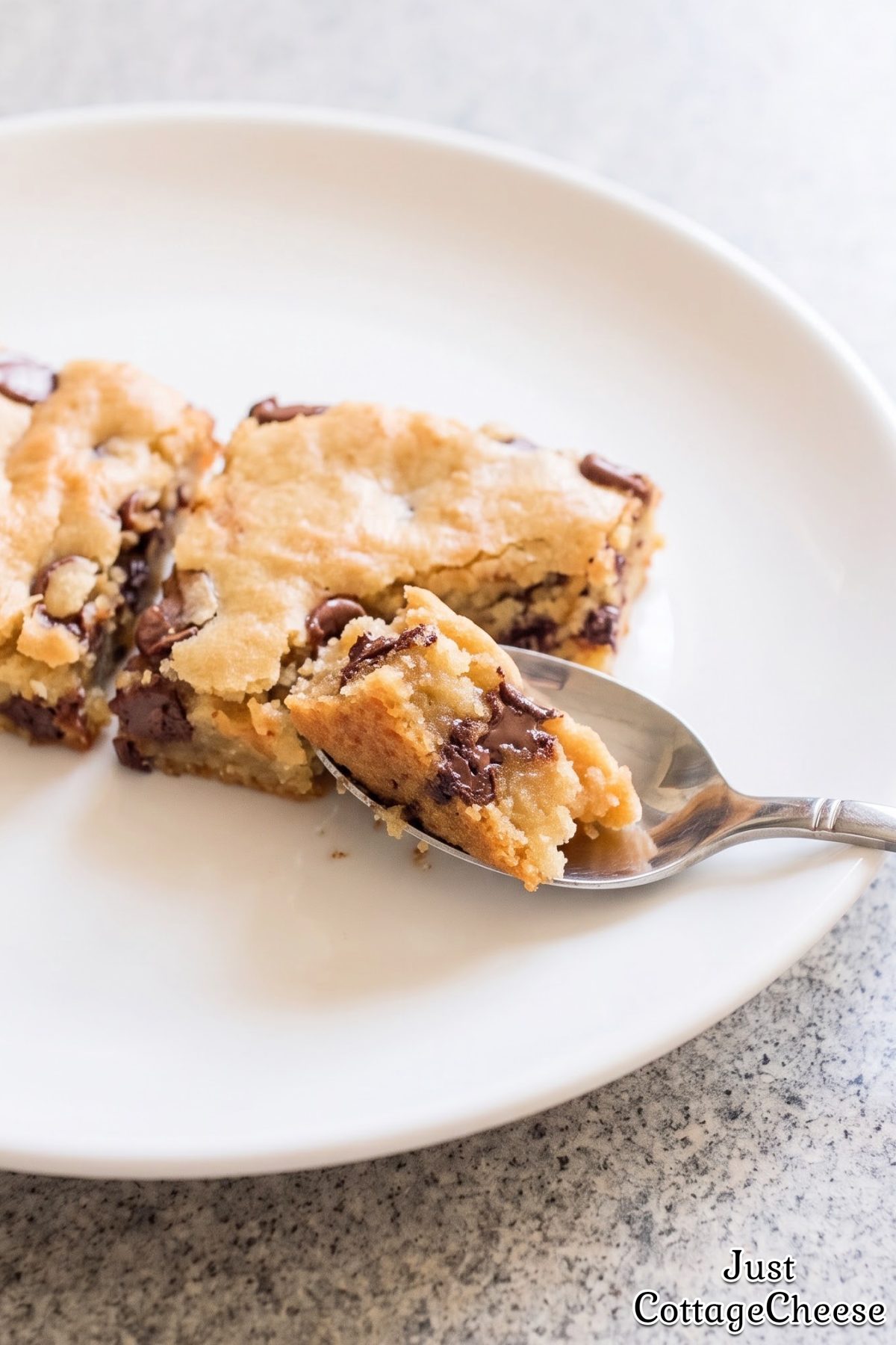 Simple cottage cheese chocolate chip blondies