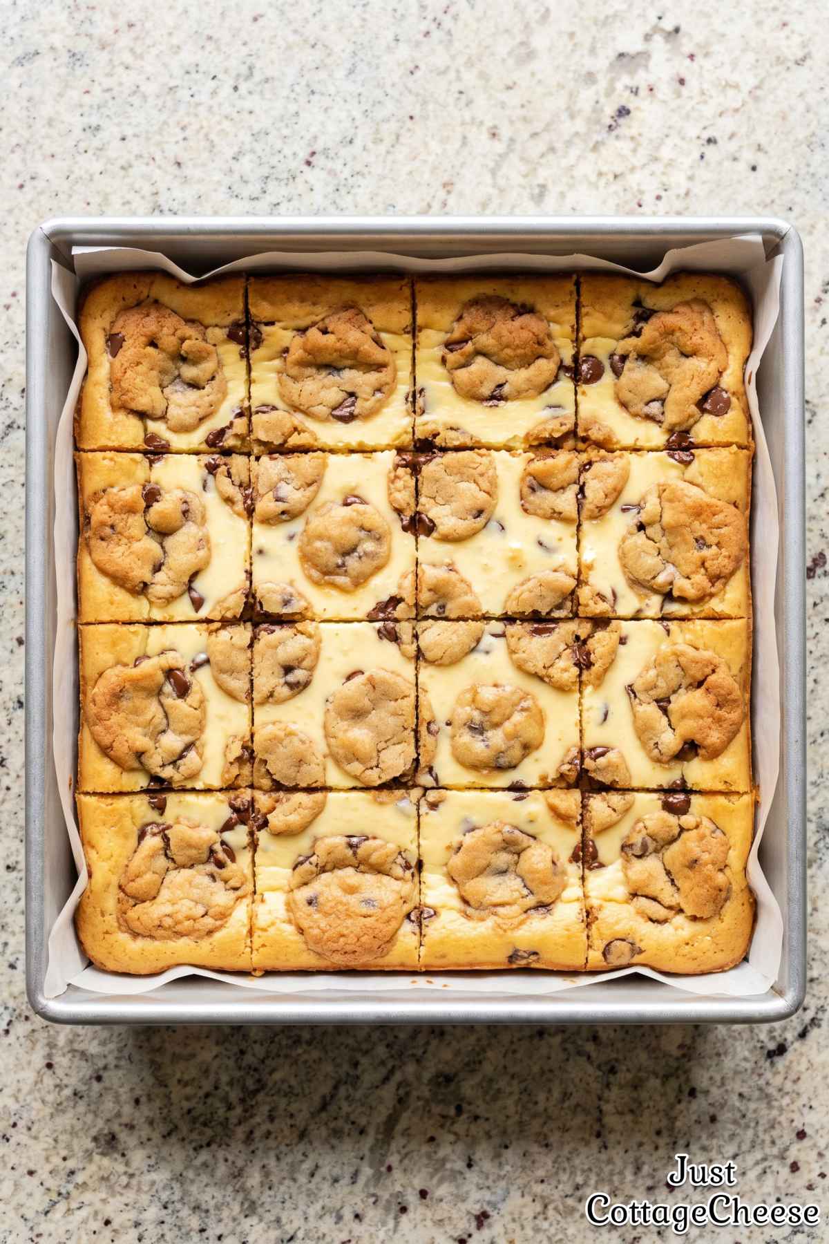 Homemade chocolate chip cheesecake cookie bars
