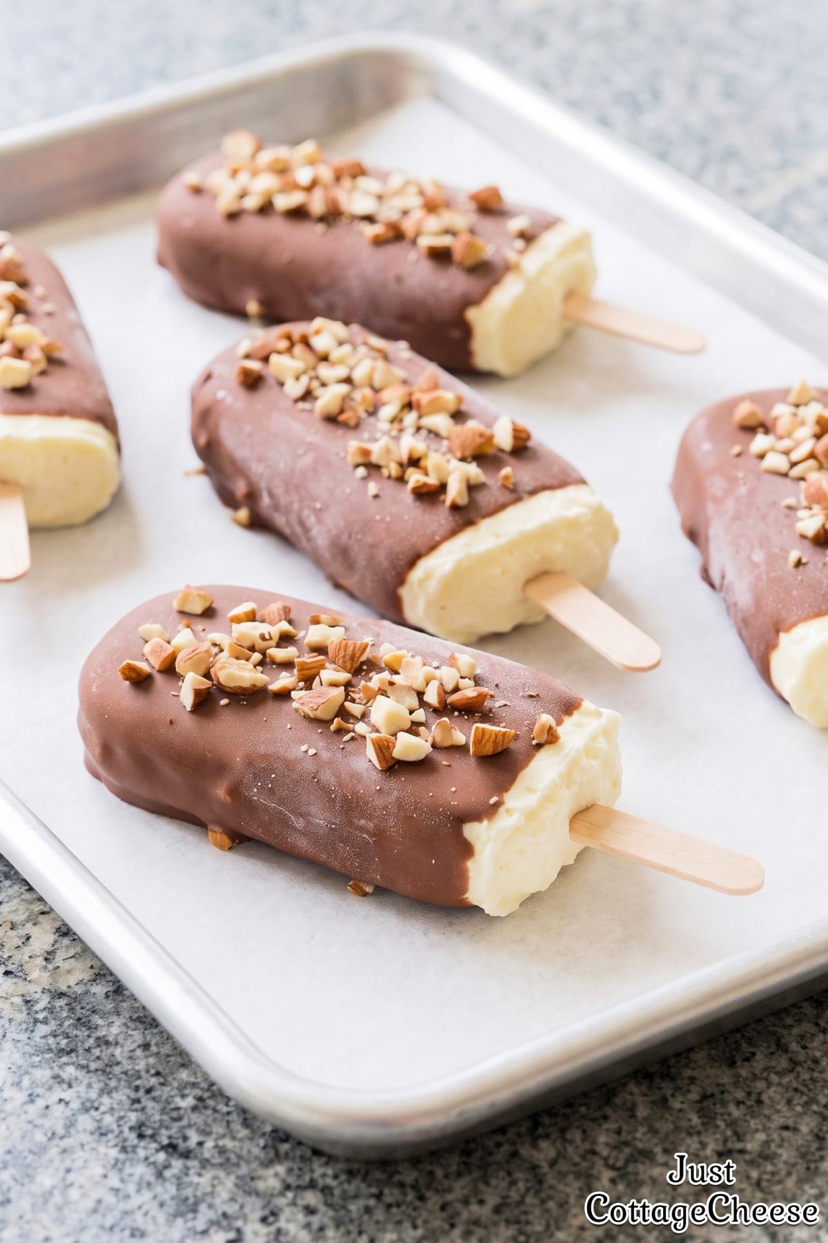Cottage cheese chocolate dipped ice cream bars