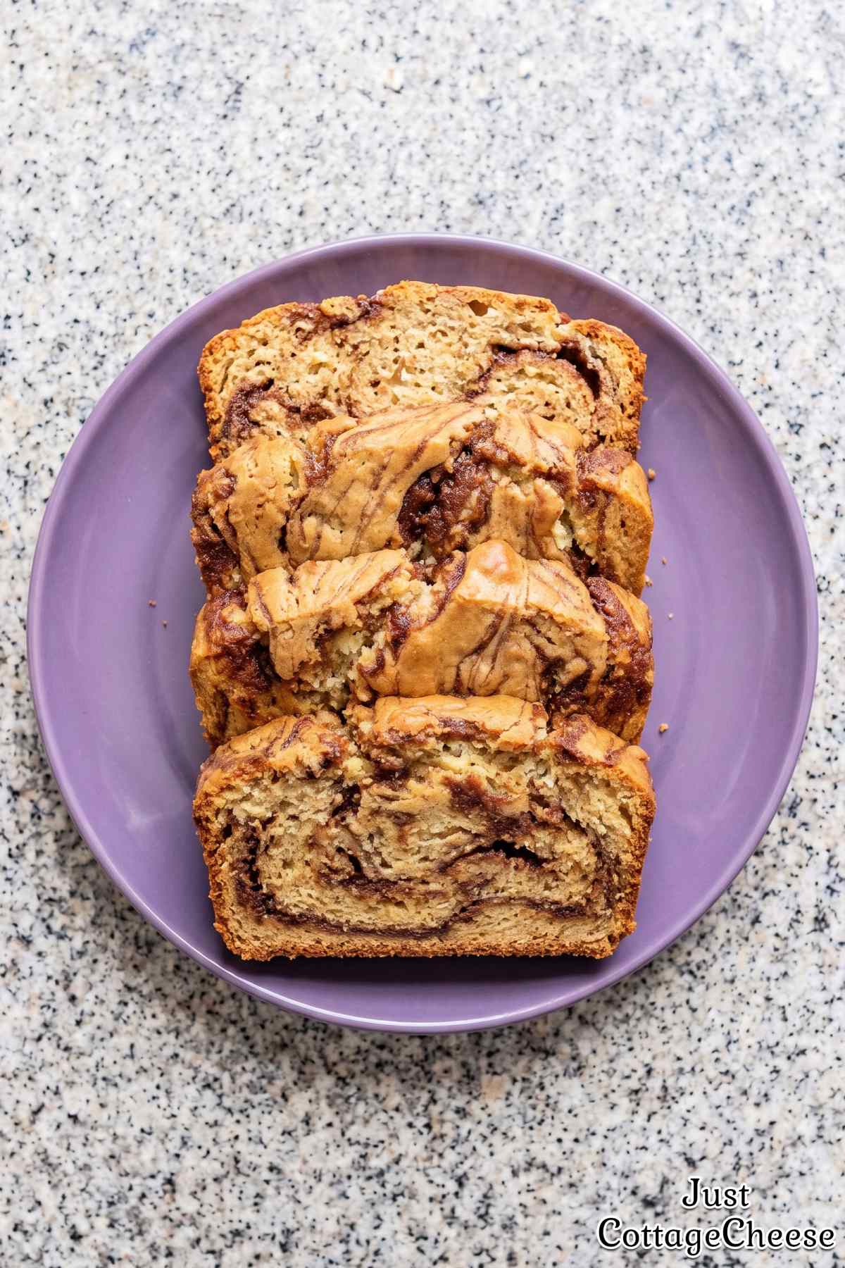 Sliced cottage cheese cinnamon bread