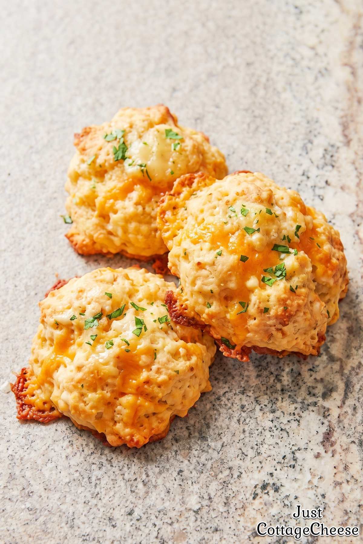 Buttery cheddar garlic cottage cheese biscuits