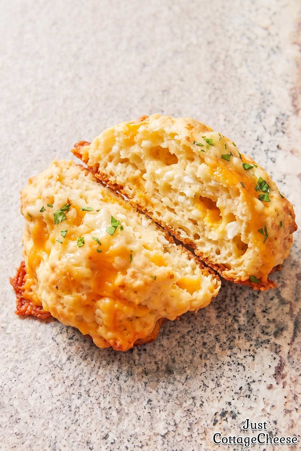 Fresh cottage cheese garlic drop biscuits