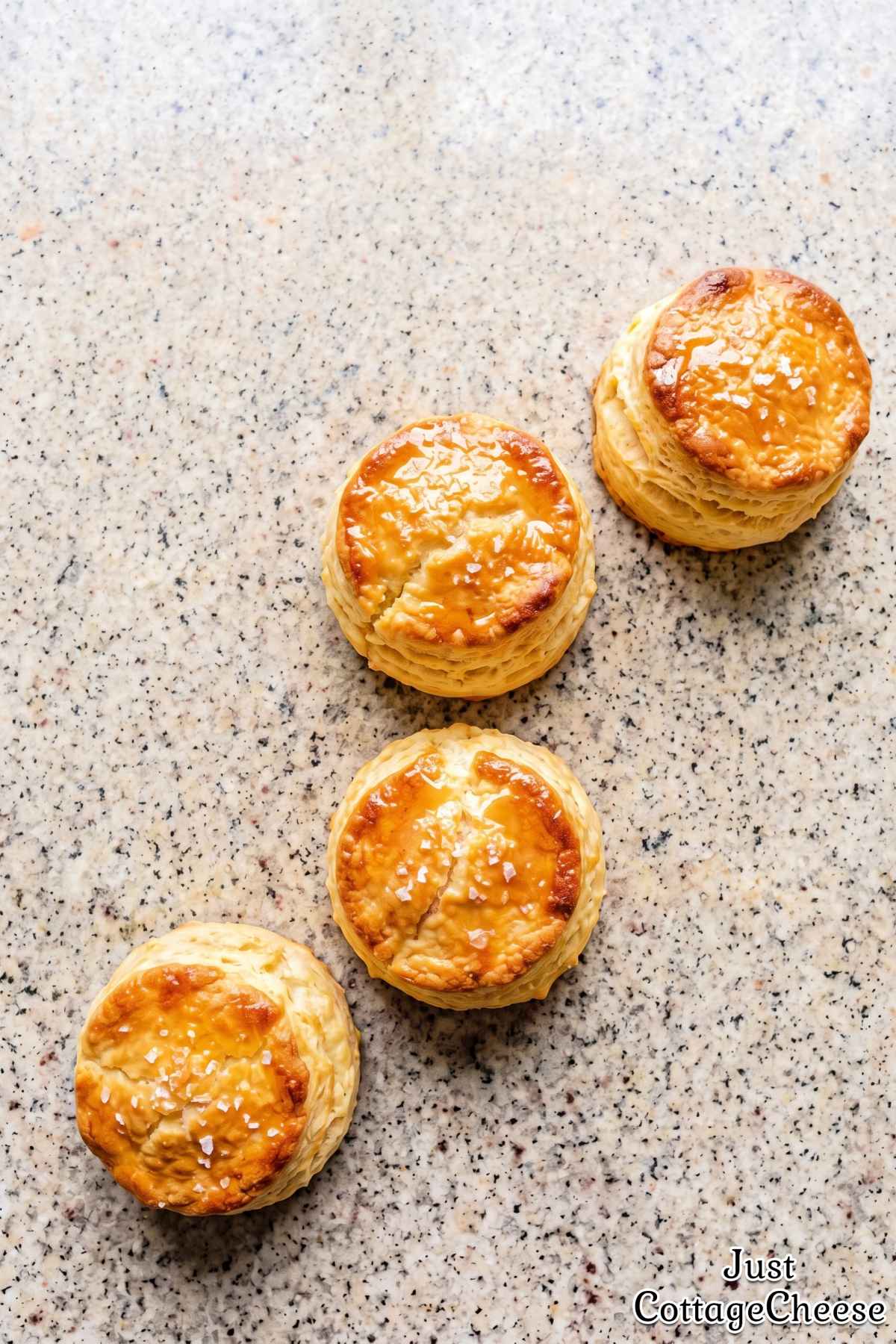 Fresh cottage cheese honey butter biscuits