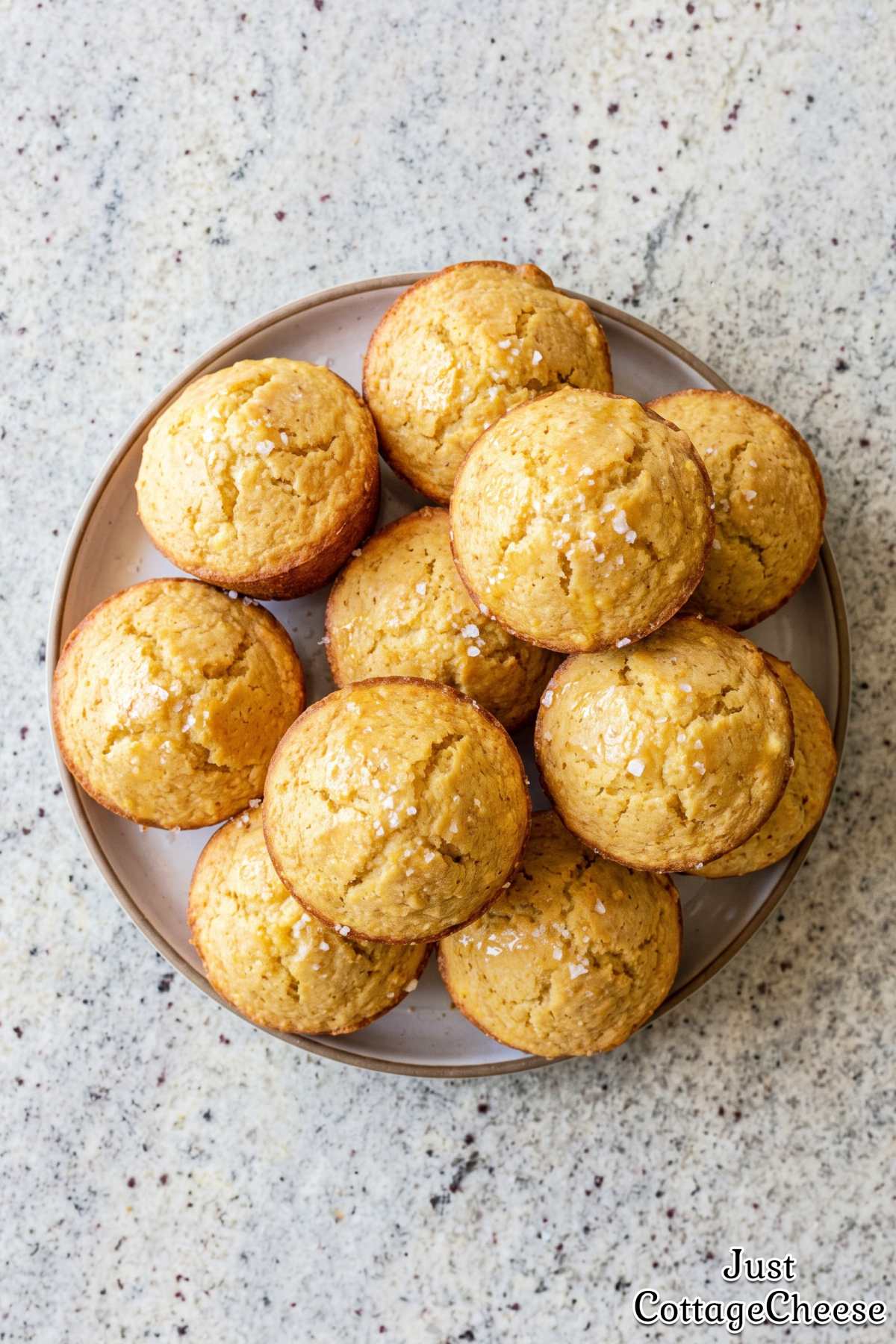 Golden cottage cheese cornbread muffins