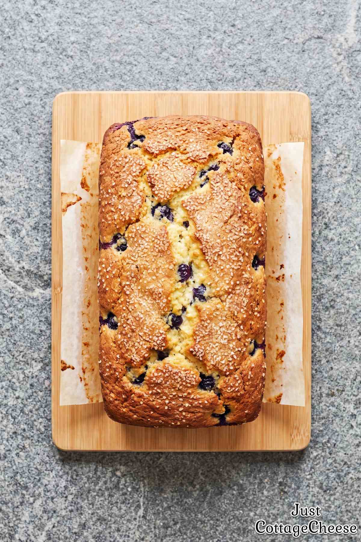 Cottage cheese lemon blueberry breakfast bread