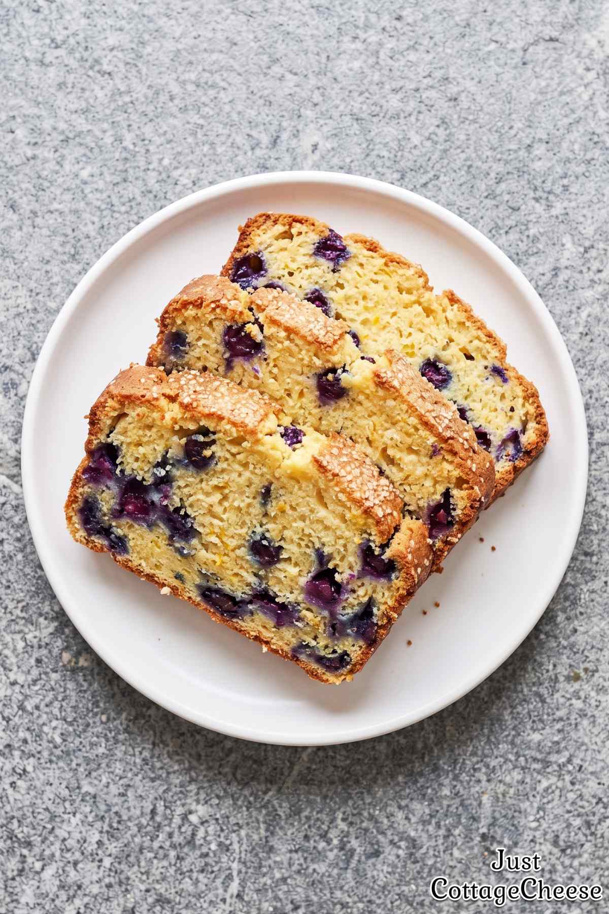 Soft blueberry cottage cheese bread