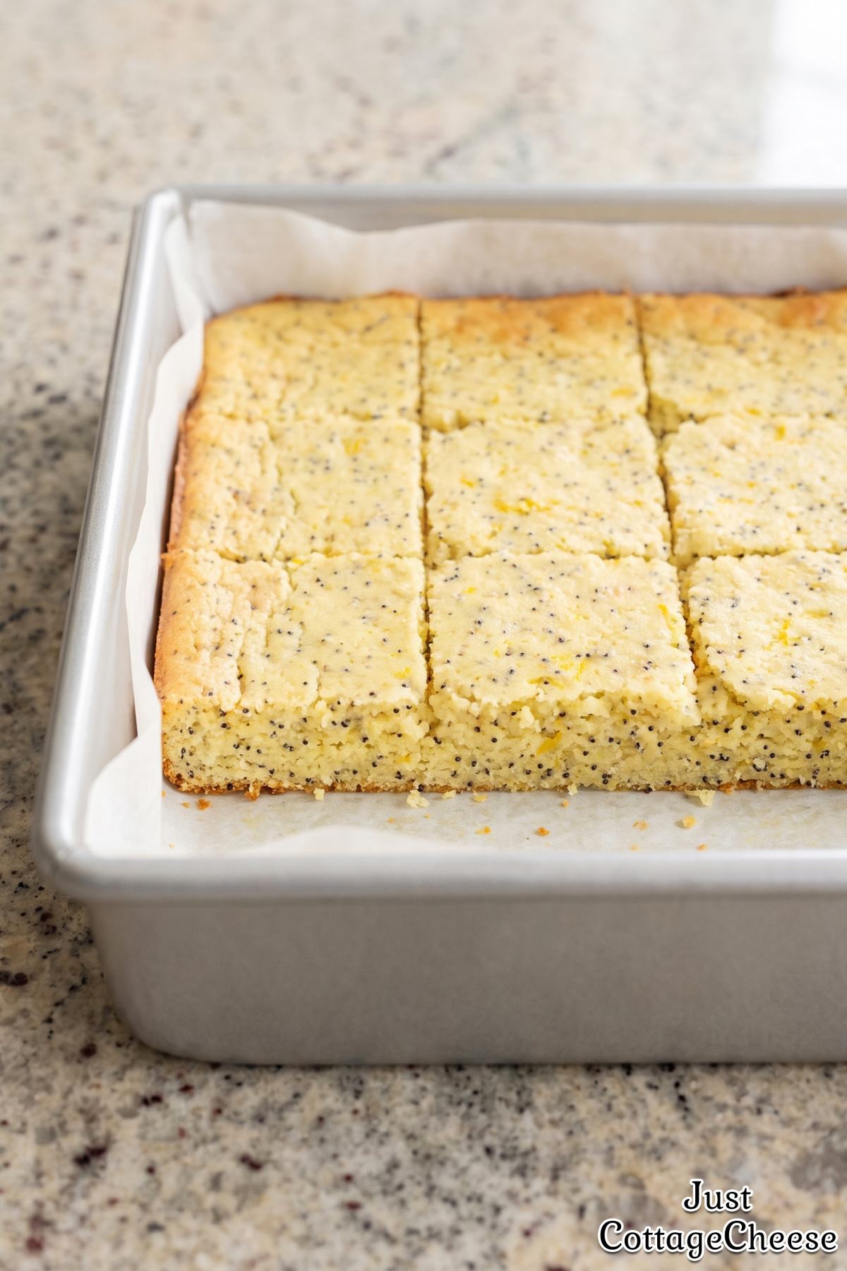 Lemon poppy seed snack bars sliced