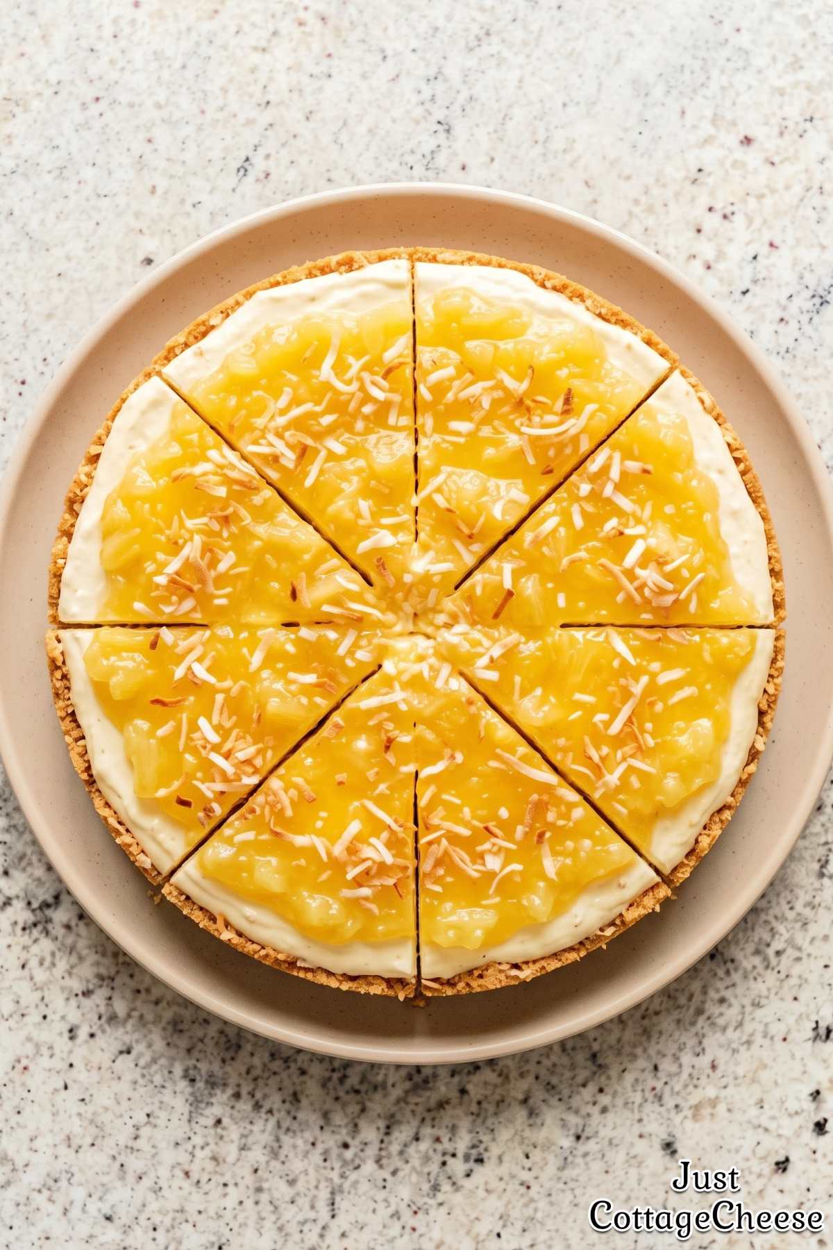 Smooth no-bake pina colada cottage dessert