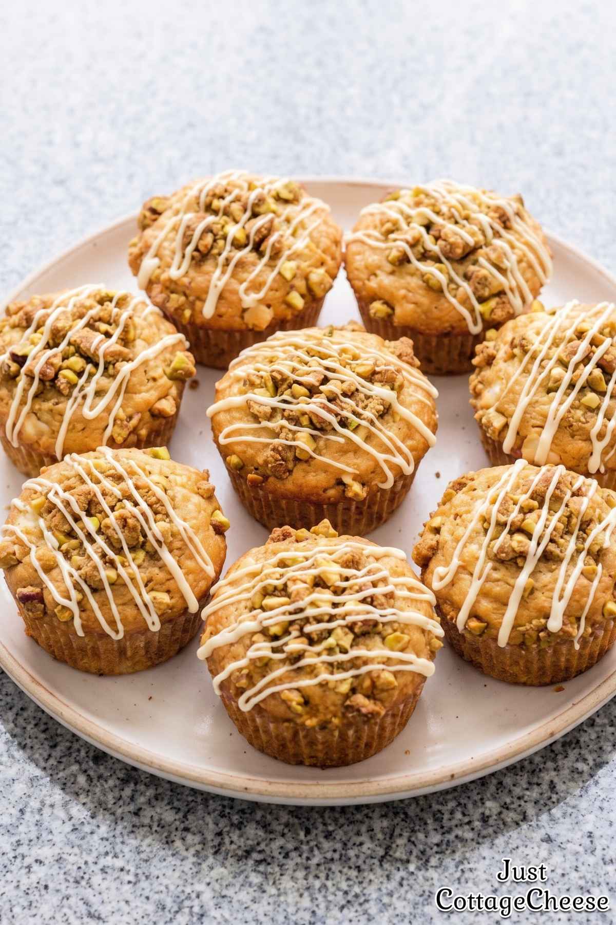 Easy pistachio cottage cheese muffins