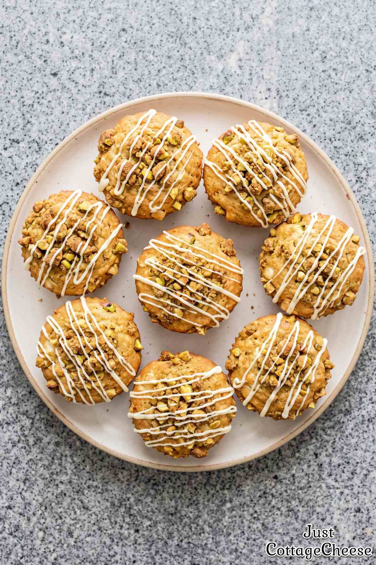 Golden cottage cheese pistachio muffins