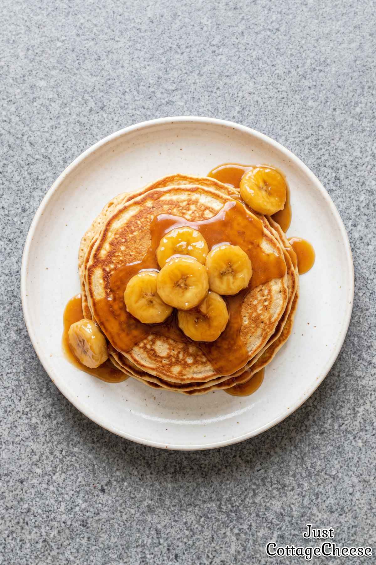 Sweet caramel banana cottage cheese pancakes