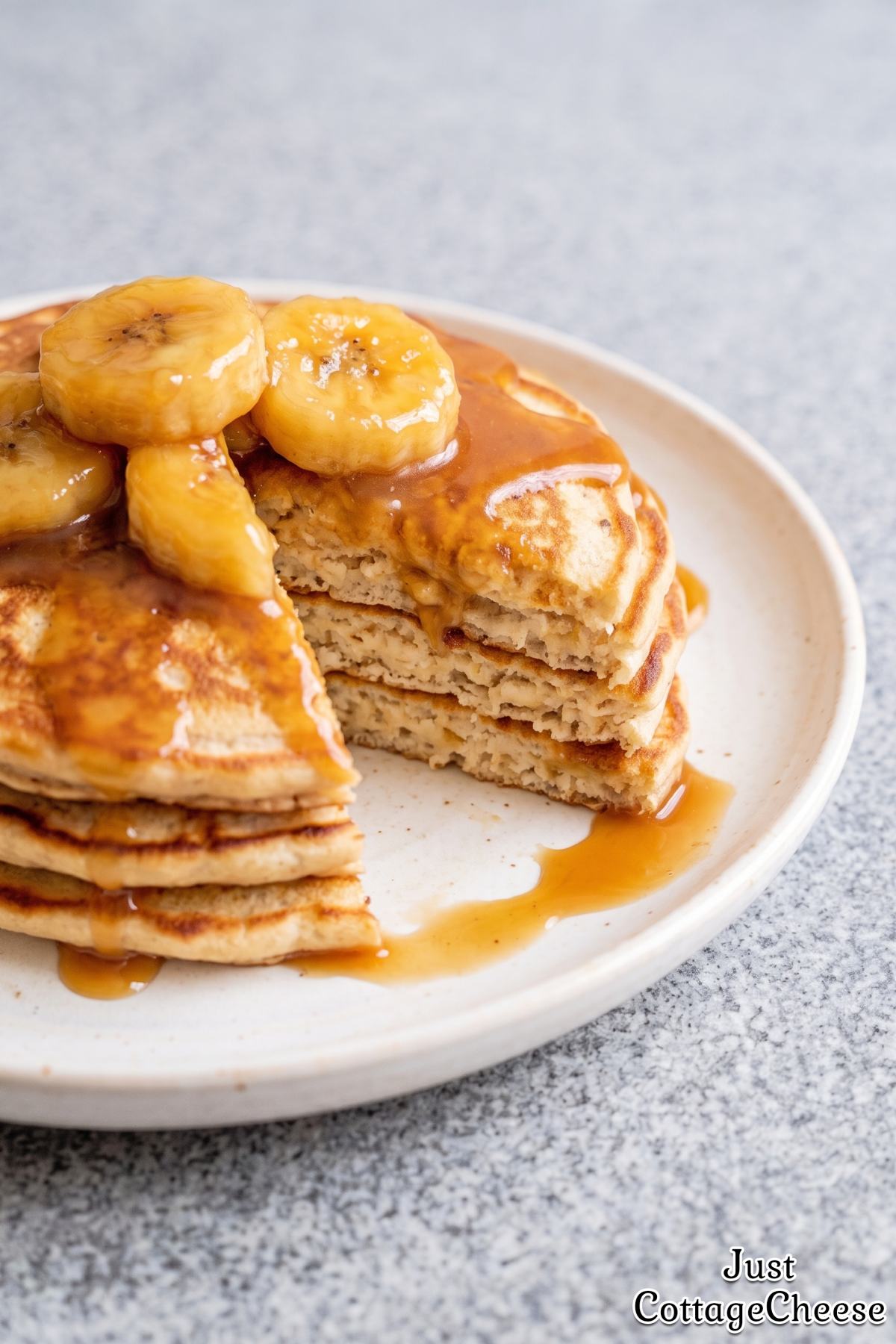 High protein banana caramel pancakes