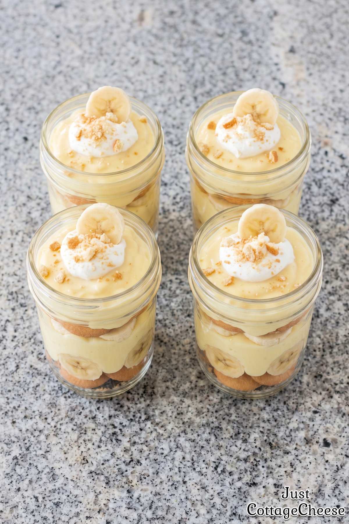 Healthy banana cottage cheese pudding cups