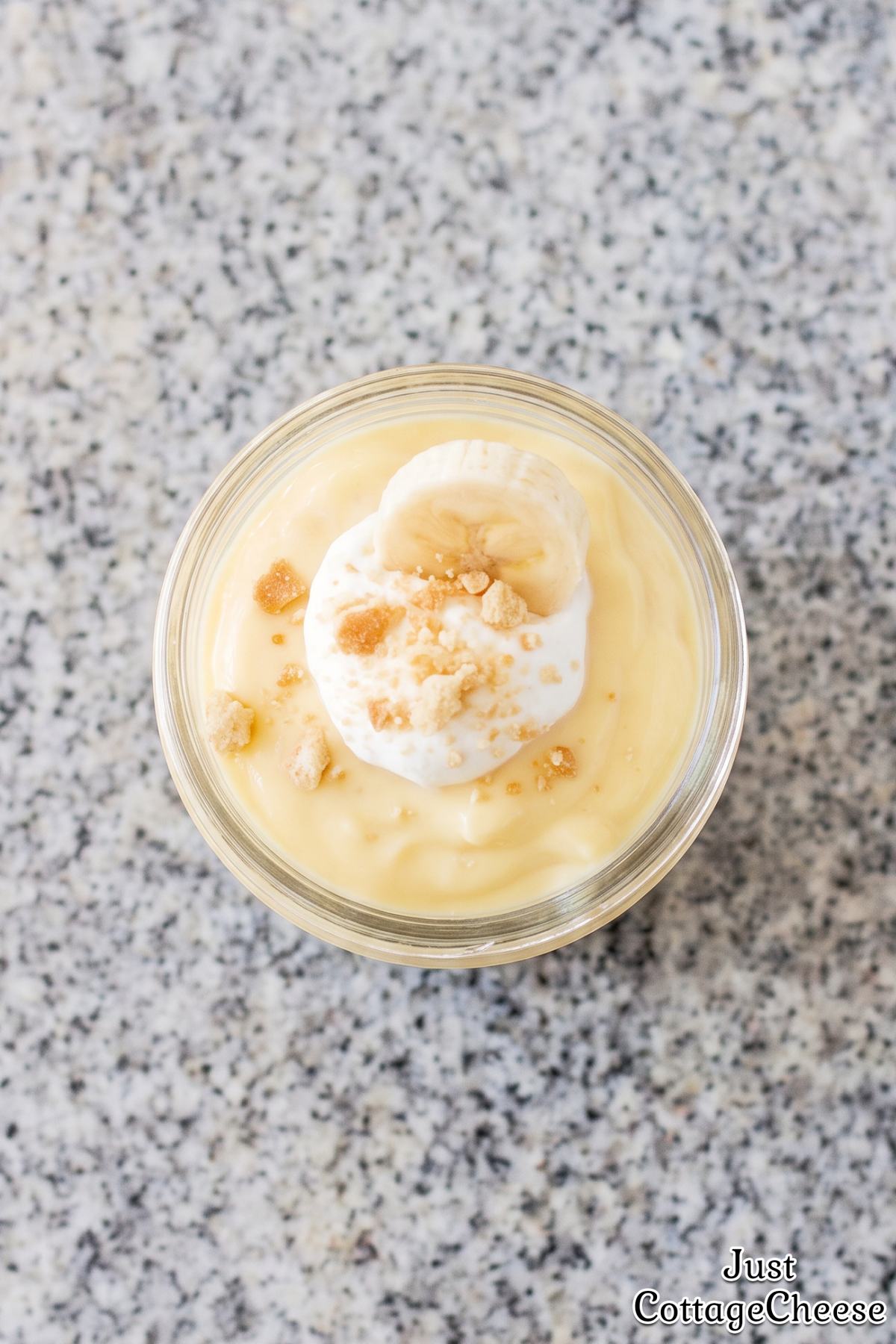 Easy protein banana pudding in glass cups