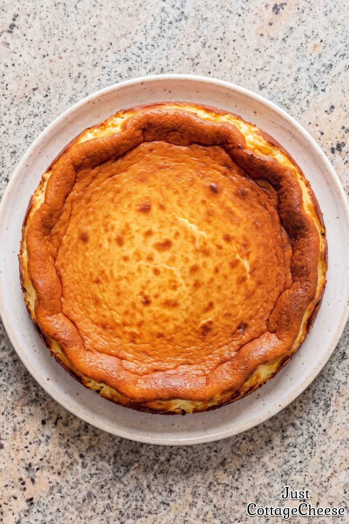 Golden baked cottage cheese protein cake