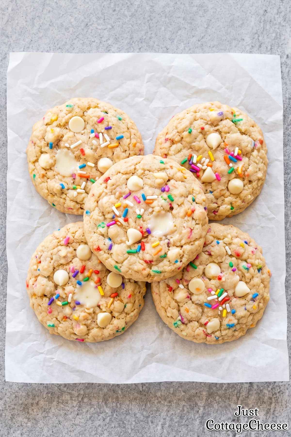Sprinkle-topped protein birthday cookies