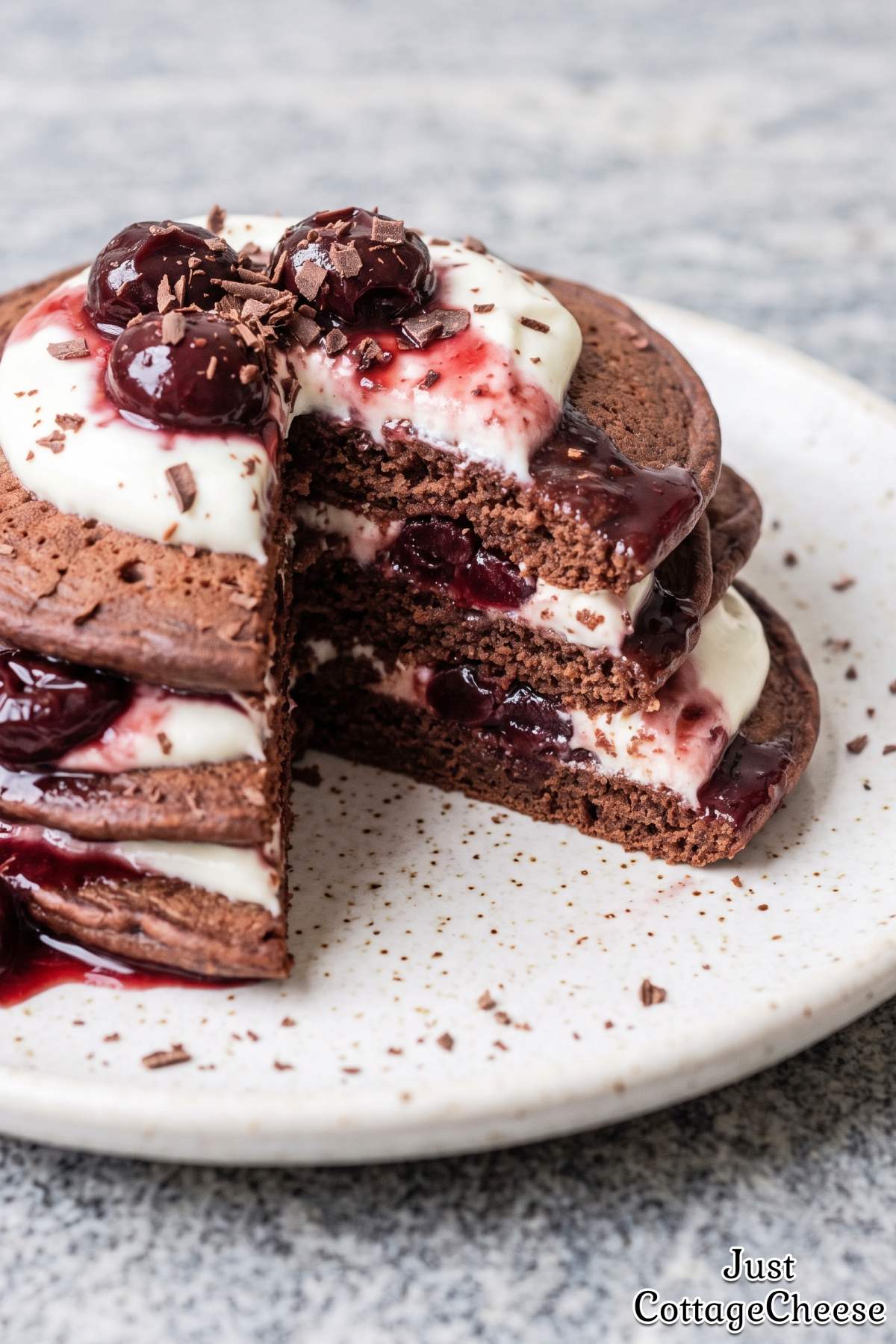Cottage cheese pancakes with cherries