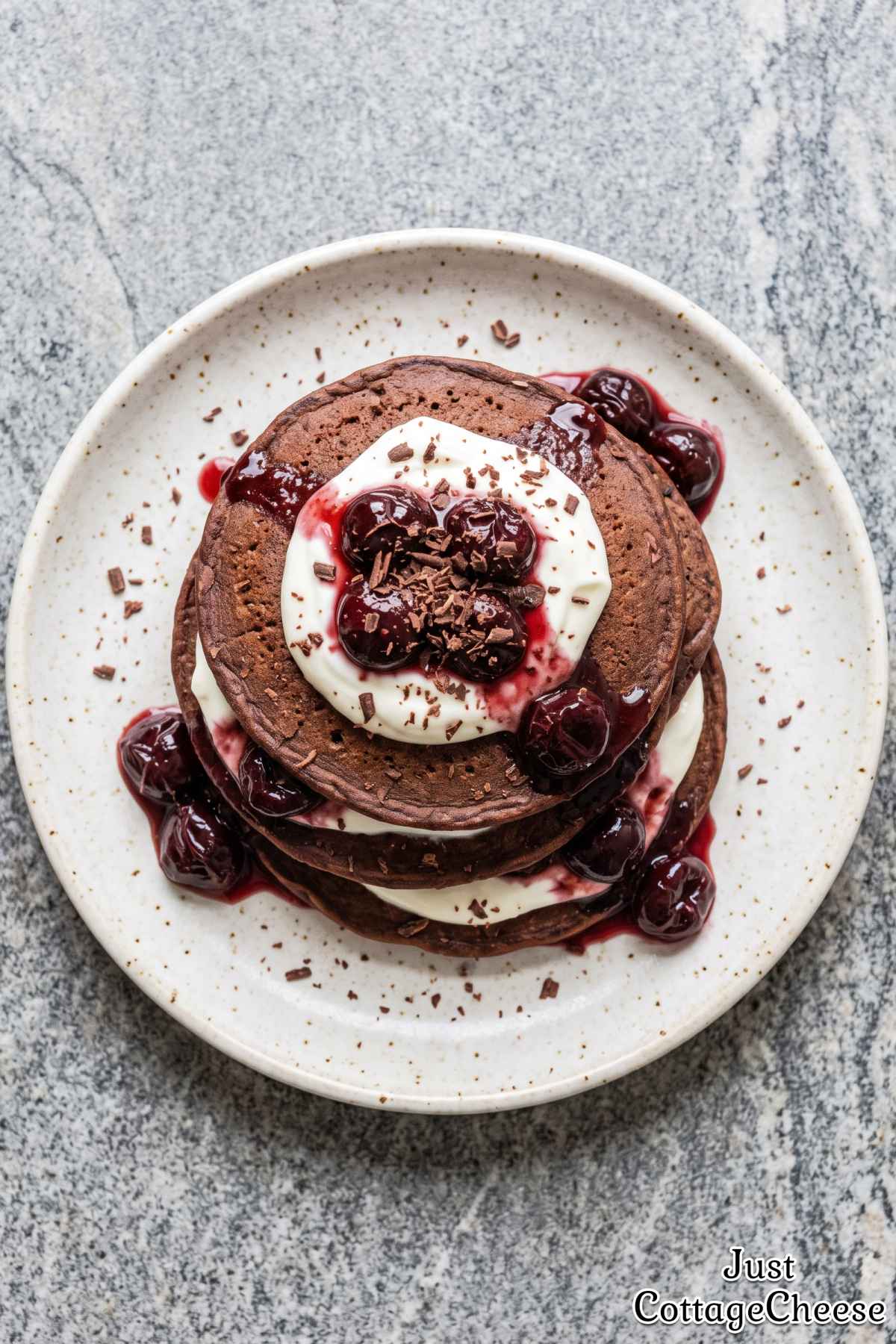 Cherry topped protein pancakes