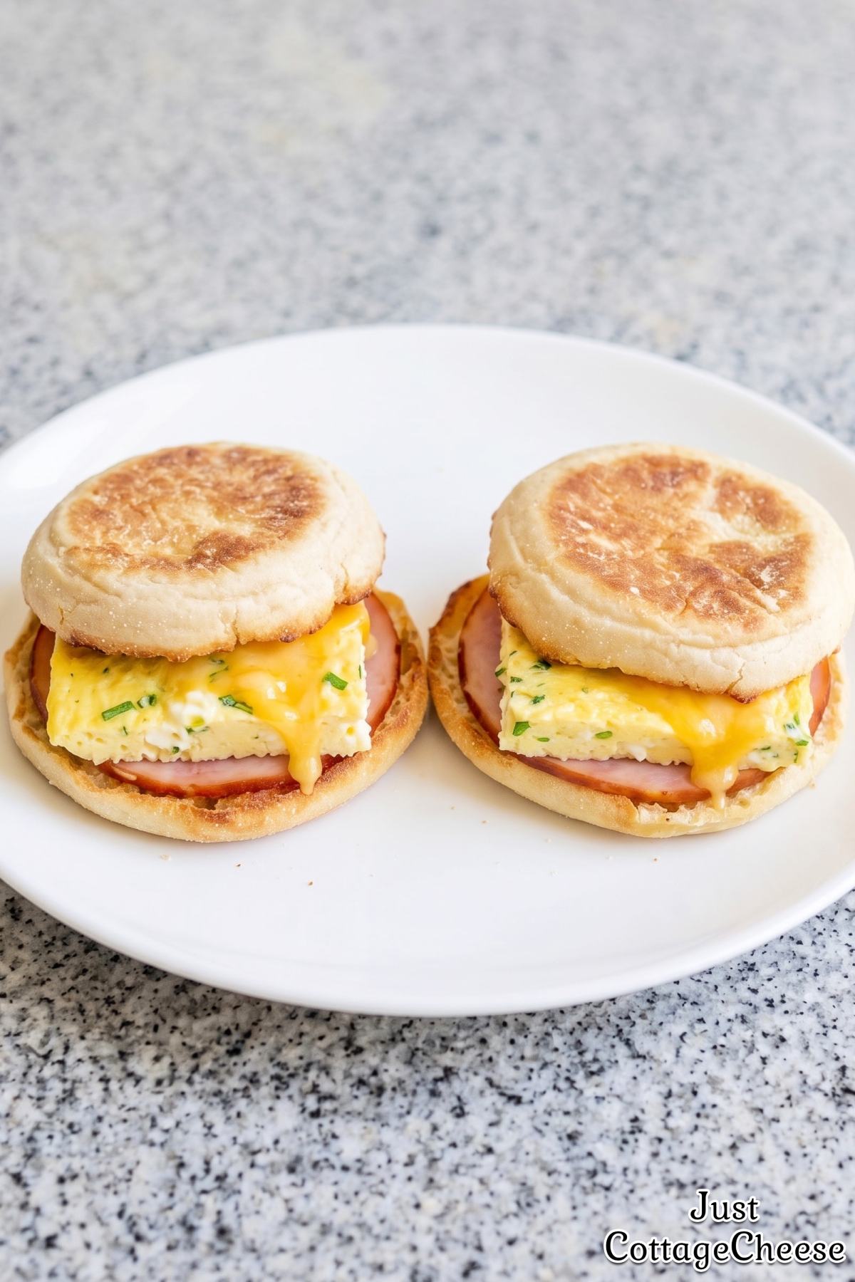 Fresh cottage cheese egg muffin sandwich