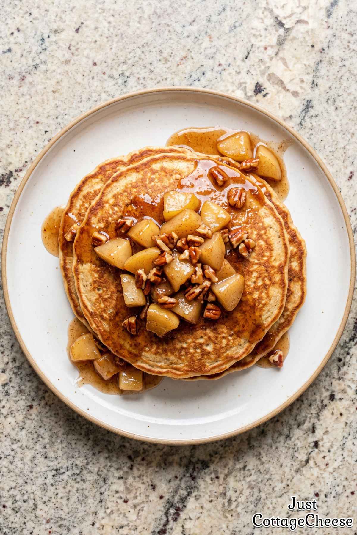 Stack of cottage cheese pancakes