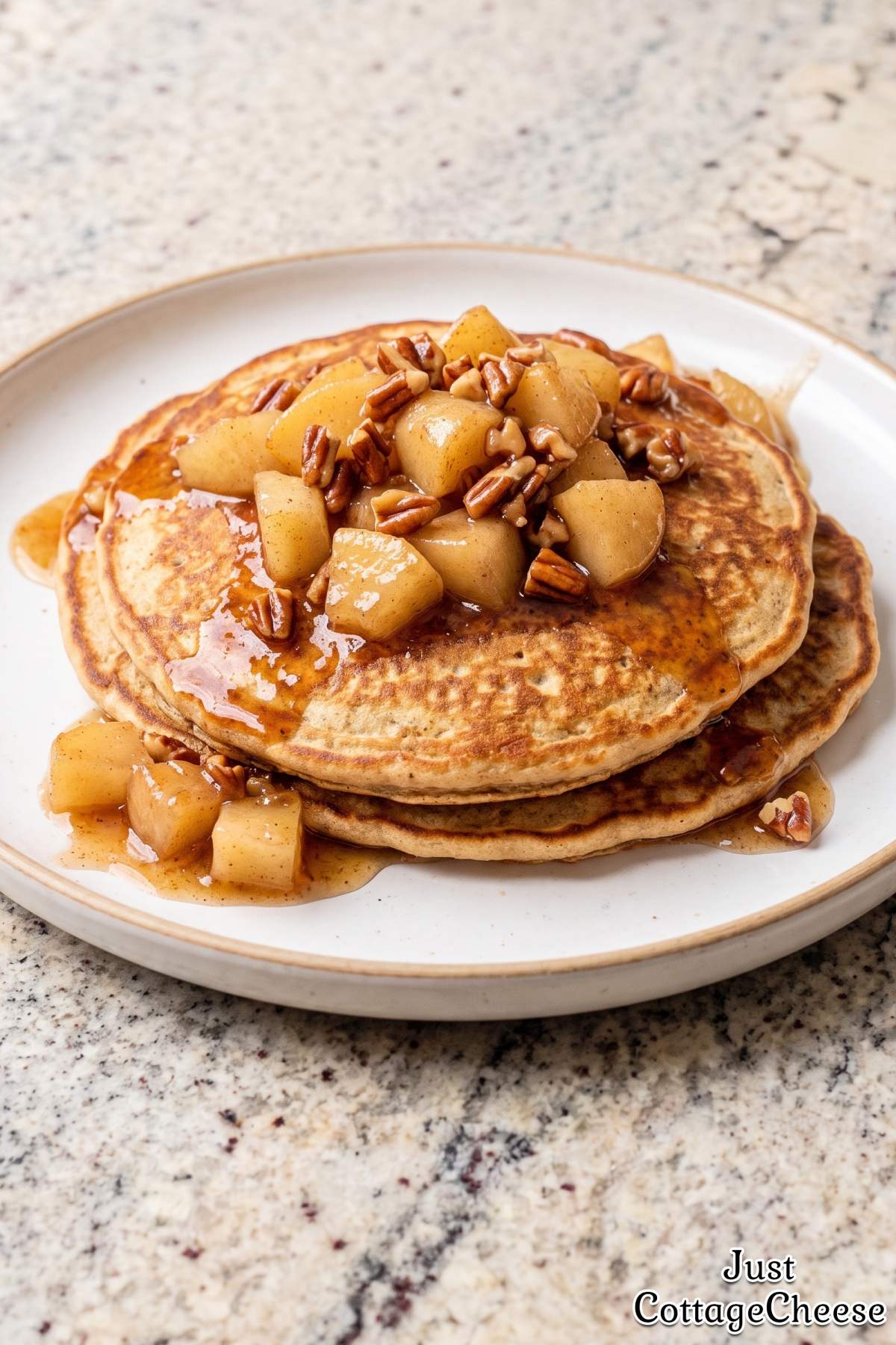 Fluffy cottage cheese pear pancakes