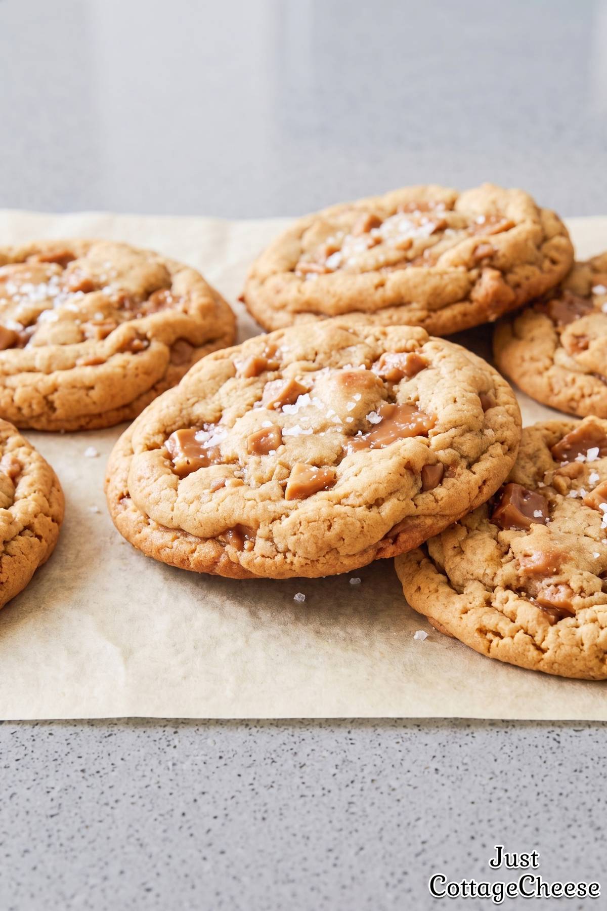 Sweet brown butter protein cookies with toffee