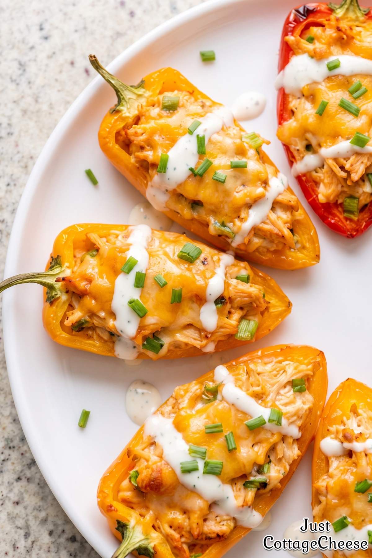 Baked buffalo chicken stuffed peppers