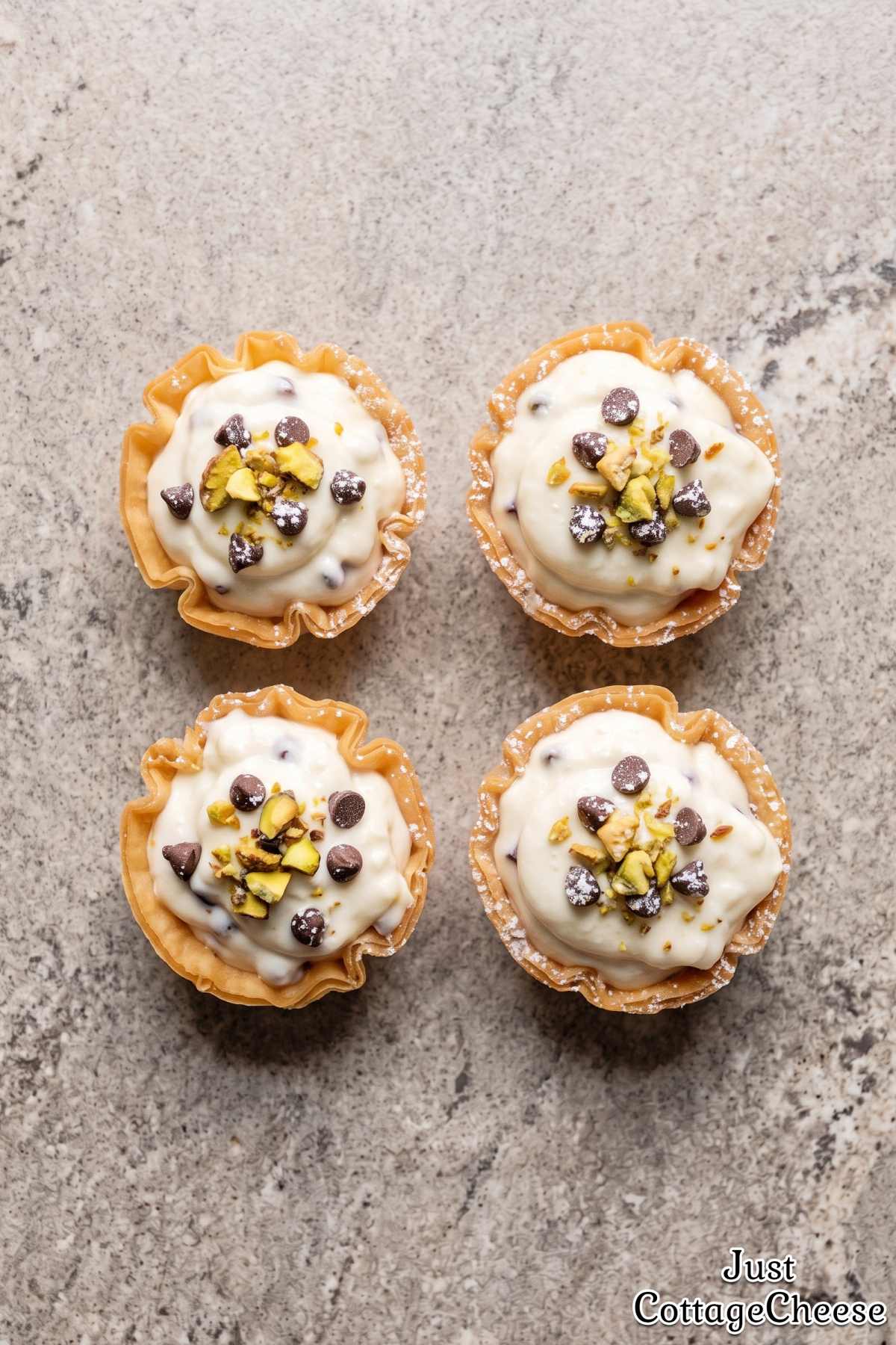 Crispy cottage cheese cannoli cups