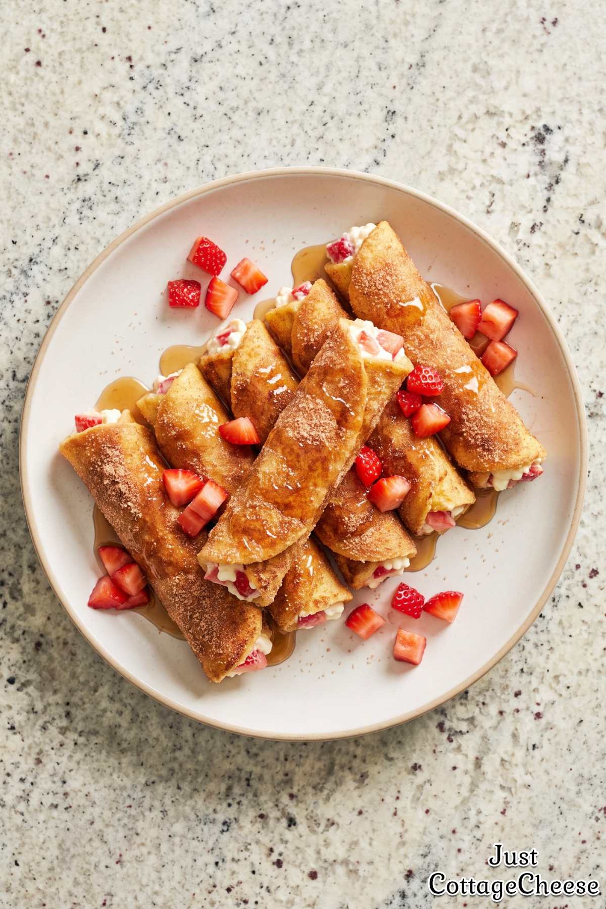 Buttery cottage cheese French toast roll ups