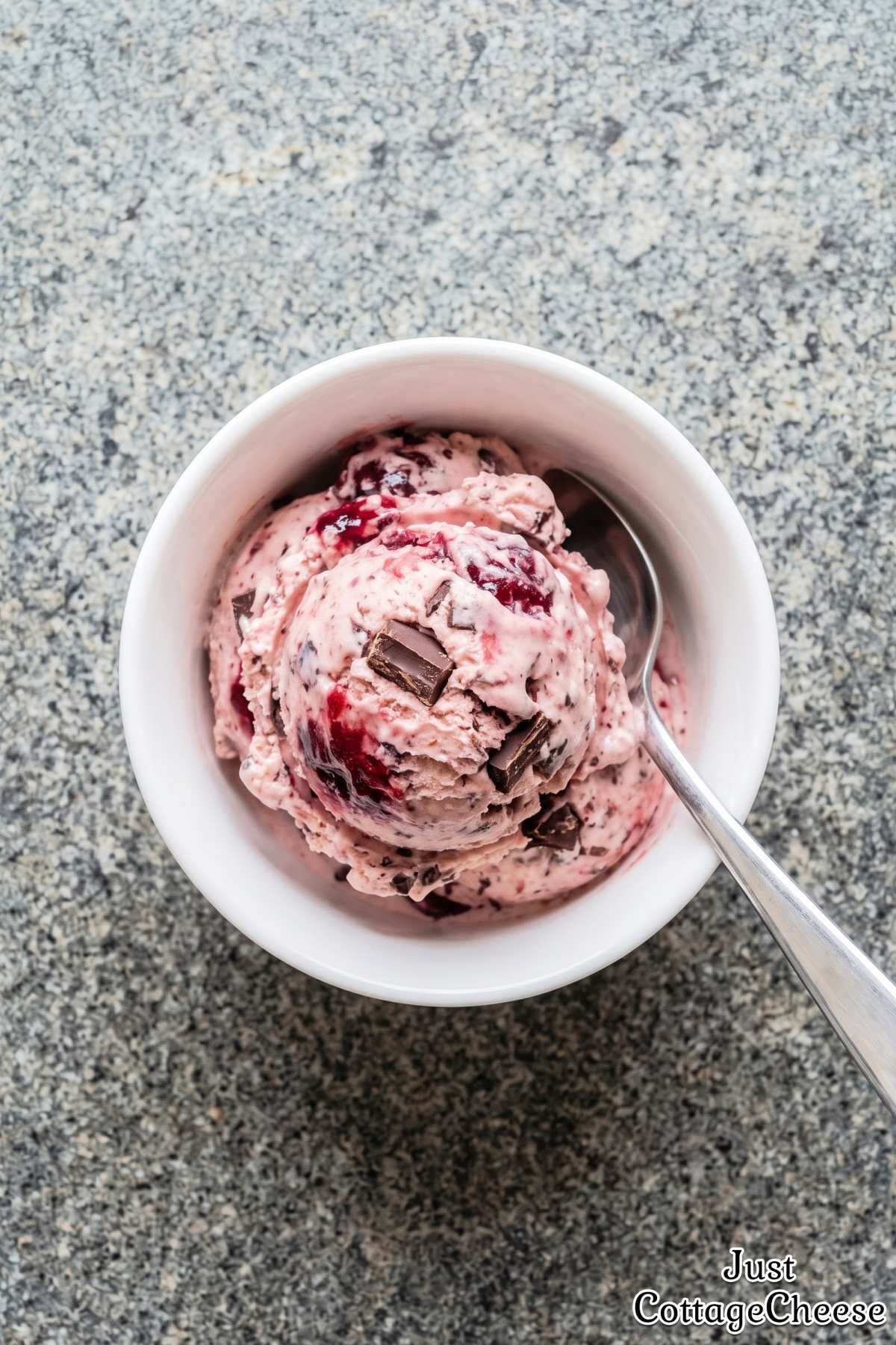 Fresh cherry chocolate chunk cottage ice cream