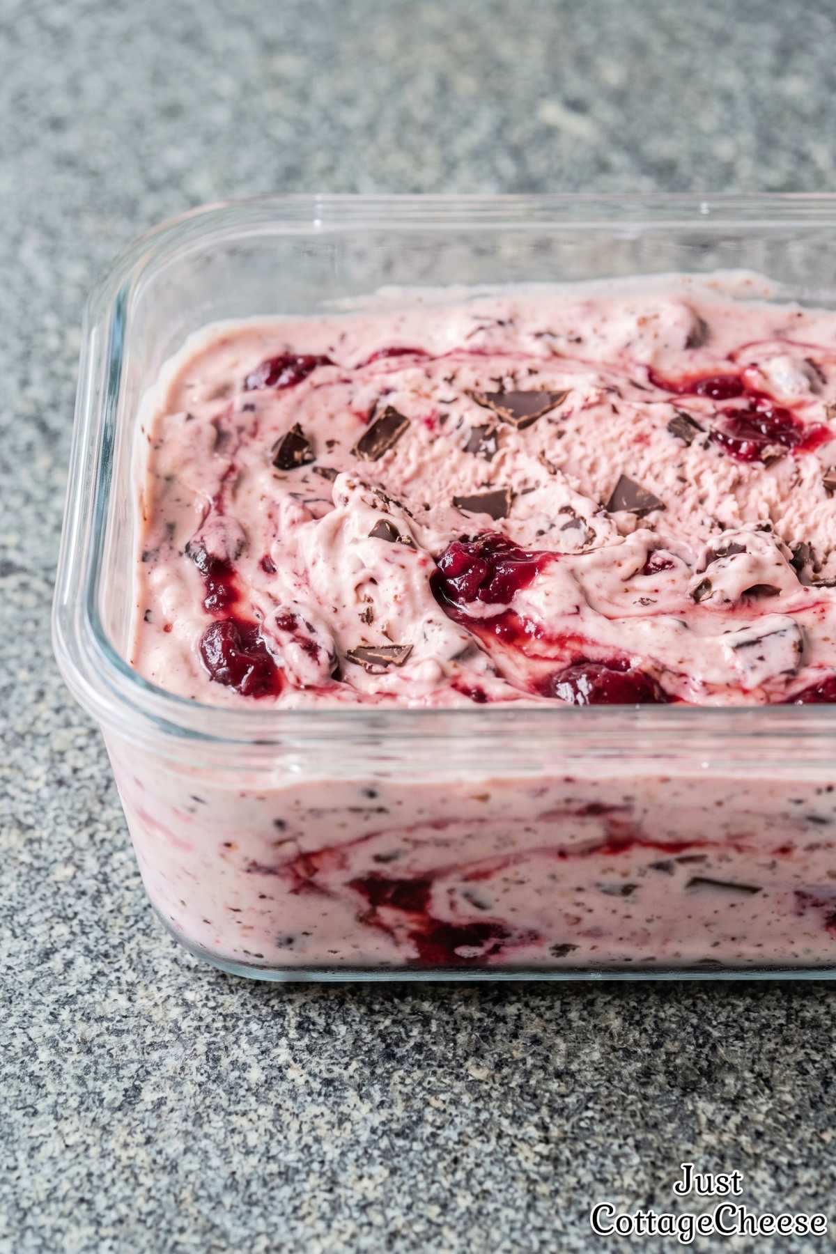 Homemade cottage cheese cherry ice cream