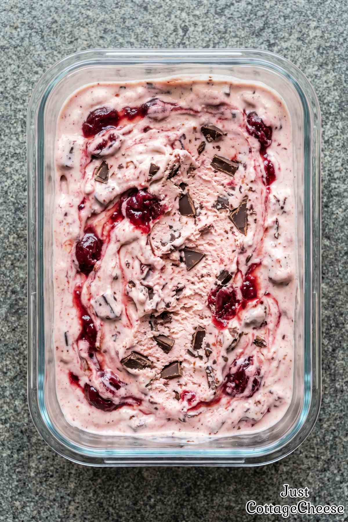 Cherry chocolate chunk protein ice cream scoop