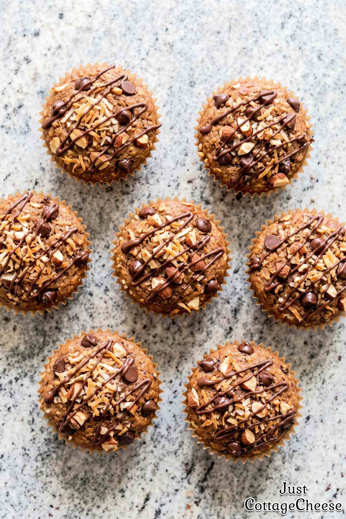 Sweet coconut chocolate protein muffins