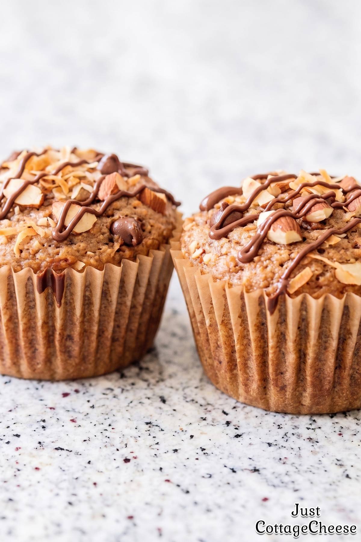 Chocolate coconut almond protein muffins