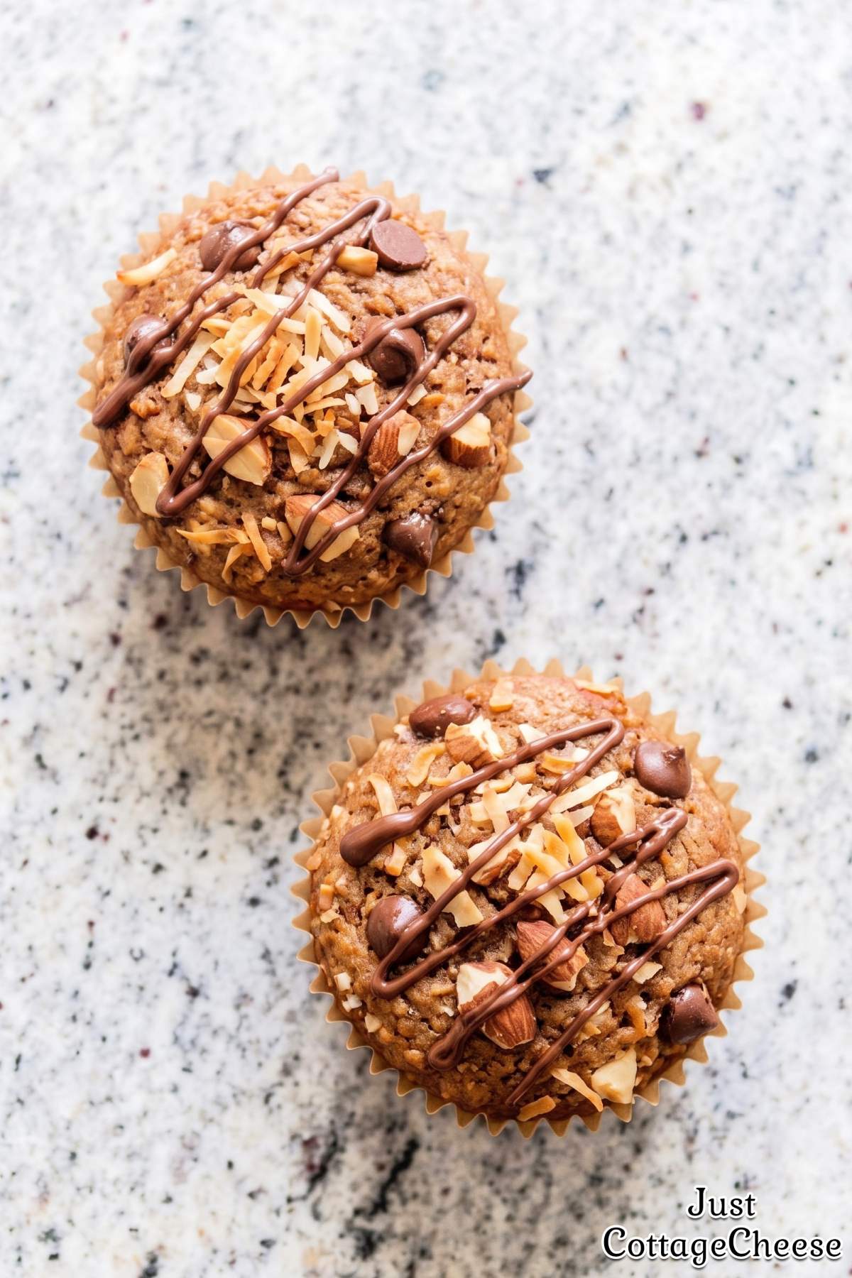 Fluffy cottage cheese chocolate muffin