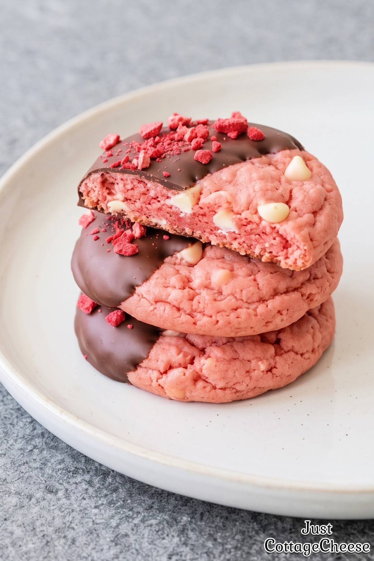 Cottage cheese chocolate strawberry cookie