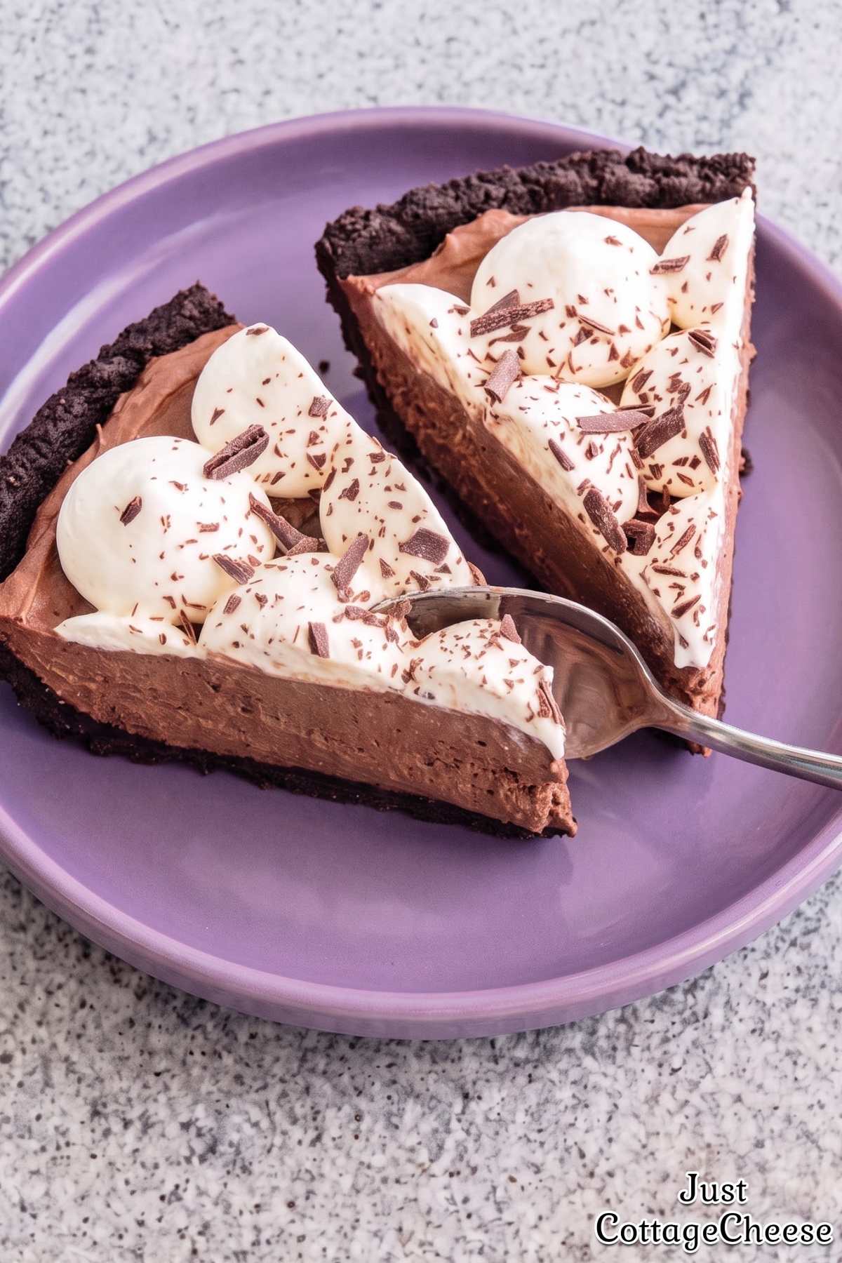 Healthy cottage cheese chocolate cream pie.