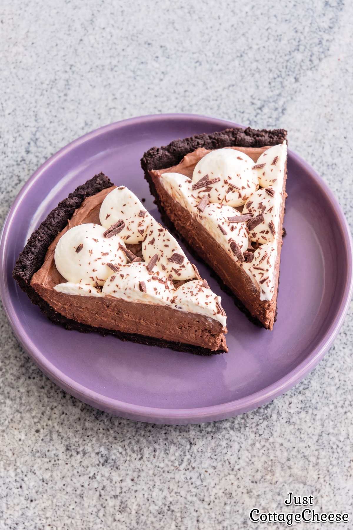 Wholesome chocolate cream cottage cheese pie.
