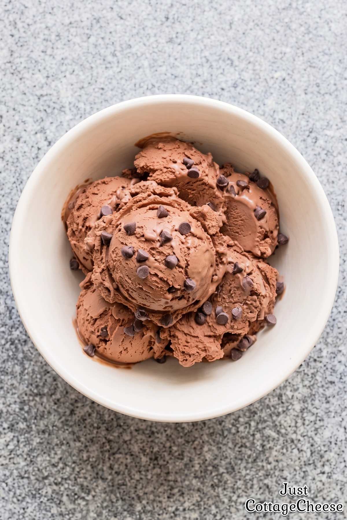 Smooth chocolate fudge cottage cheese ice cream