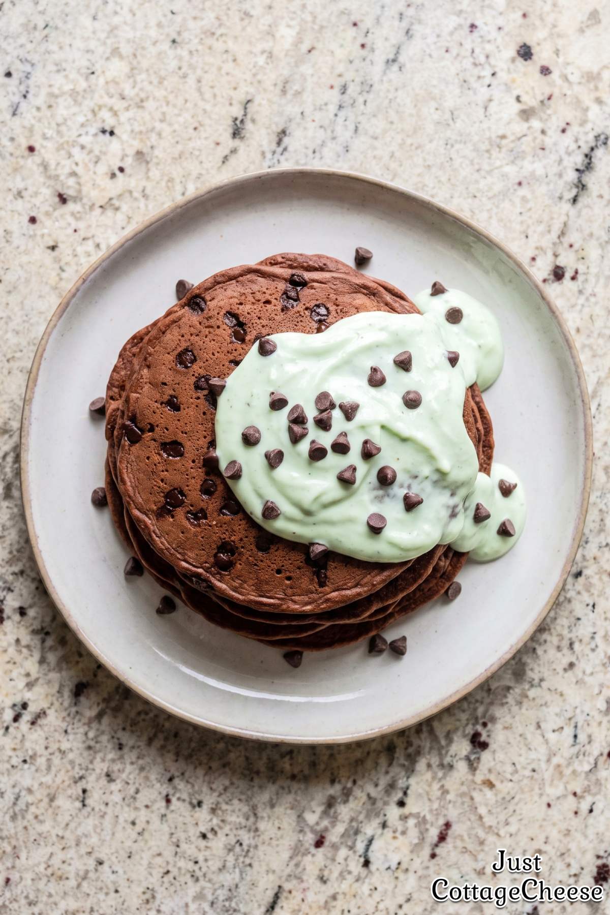 Easy cottage cheese protein mint pancakes